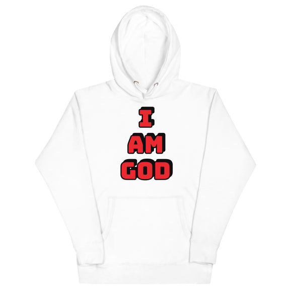 Unisex I Am God White/Red/Black Hoodie